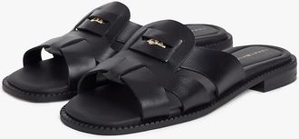 Tommy Hilfiger Womens Leather Penny Loafer Sandal - Black - US 6.5 / EU 37