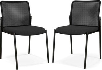 Costway Costway 2 Sillas Confidente Apilables, Silla De Oficina Sin Ruedas, Respaldo Ergon&oacute;mico De Malla Y Asiento Acolchado, 63 X 52 X 84 Cm, Carga 150kg, Ne