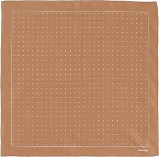 Tom Ford Warm Brown Dotted Pattern Silk Scarf