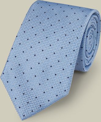 CHARLES TYRWHITT Silk Spot Tie - Sky & French Blue Size OSFA by Charles Tyrwhitt