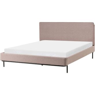 Beliani Cama Con Somier Moderna De Tela Con Cabecero Tapizado Gris Pardo 160 X 200 Cm Corio