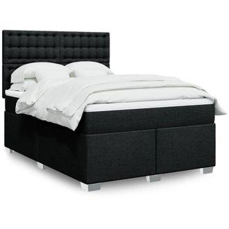 vidaXL Vidaxl - Cama Box Spring Con Colch&oacute;n Tela Negro 140x190 Cm