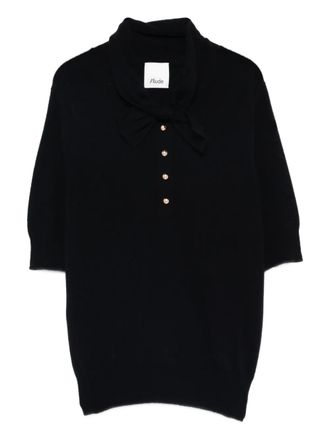 Allude bow-detailed button pullover - women - Virgin Wool/Cashmere - S - Black
