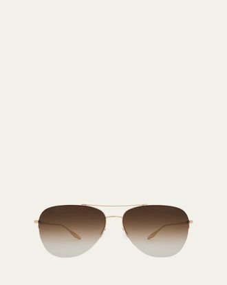 Barton Perreira Chevalier Brown Titanium Aviator Sunglasses