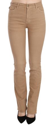 Just Cavalli Bruine Katoenen Stretch Midden Taille Skinny Broek