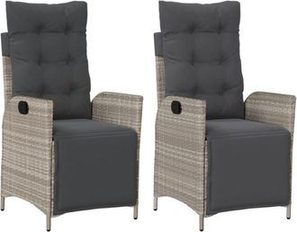 vidaXL Vidaxl - Sillón reclinable jardín y reposapiés 2 uds ratán pe gris claro