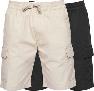 Crosshatch Heren Kathos Cargo Korte Broek (Set van 2) (Beige/Zwart)
