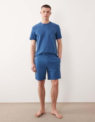 HUGO BOSS BOSS - Bodywear - Pantaloncini da casa a nido dape blu in coordinato