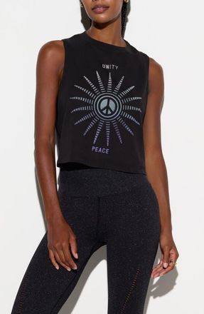 Spiritual Gangster Emit Peace Spirit Crop Tank in Black at Nordstrom, Size X-Large
