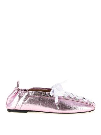 Ganni Lace-Up Ballet Flats