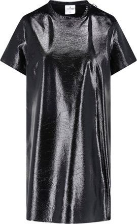Courr&egrave;ges Black Vinyl Short-Sleeve Mini Dress