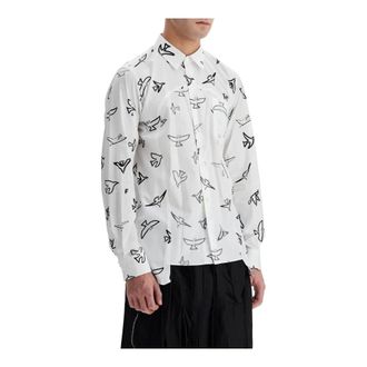 Comme Des Gar&ccedil;ons Casual Shirts, male, White, Size: M Graphic Print Shirt with Inside-Out Insert