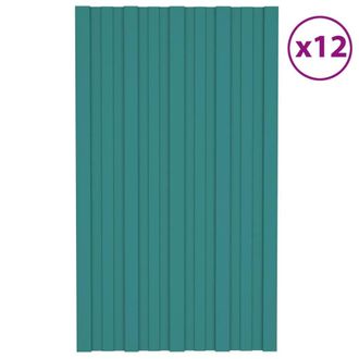 Berkfield Home Roof Panels 12 pcs Galvanised Steel Green 80x45 cm