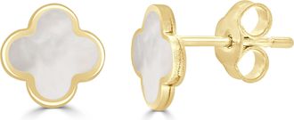 Italian Gold, Inc 14K Yellow Gold Clover Stud Earrings - Mother Of Pearl Small Size
