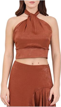Akep Elegante Top met Viscose-Polyester Mix - Dames - Tops zonder mouwen - Bruin - XS - Polyester - Tops