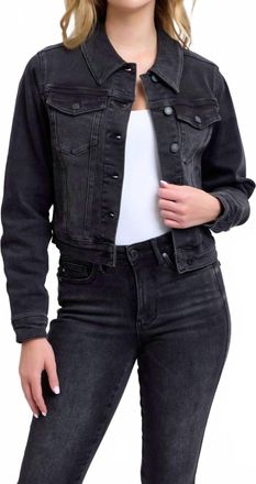 Judy Blue Mid Length Denim Jacket In Black
