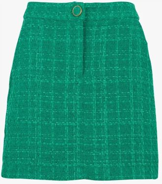 Suncoo High-waisted Groene Tweed Rok - Dames - Korte rokken - Groen - S - Tweed - Rokken