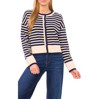CeCe by Cynthia Steffe Stripe Cardigan in Classic Navy at Nordstrom, Size Xx-Large