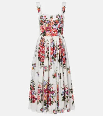Dolce & Gabbana Floral cotton bustier dress