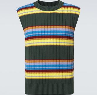 Dries Van Noten Striped cotton and wool sweater vest