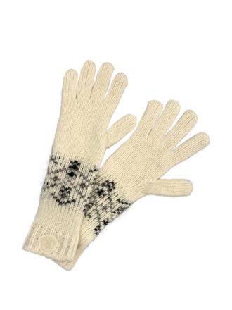 Moncler crystal-embellished gloves - women - Alpaca/Wool/Polyamide - One Size - Neutrals