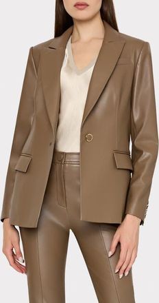 Milly Alexa Faux Leather Blazer in Mocha at Nordstrom, Size 12