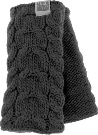 KuSan Thick Yarn Cable Knit Wool Handwarmers/Fingerless Gloves (PK1128) (Black)