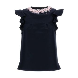 Shushu/Tong Shushu/Tong - Geborduurd Mouwloos Topje - Dames - Tops - Blauw - Maat: 2XS Wol