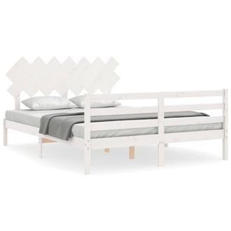 Berkfield Home Bed Frame with Headboard White 140x190 cm Solid Wood