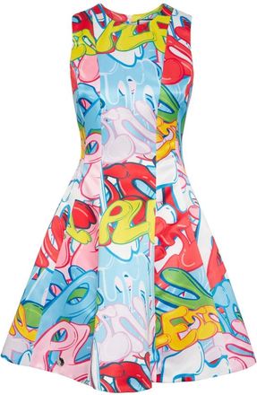 Philipp Plein Kleedjes, Dames, Veelkleurig, L, Polyester, Duchesse Midi Jurk