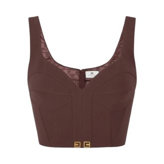 Elisabetta Franchi Sleeveless Tops, female, Red, Size: L Chic Top with Unique Style