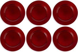 Trade Shop Trade Shop - 6 X Pases De Pl&aacute;stico De Navidad 33 Cm Decoraciones De Navidad Para Mesa Roja