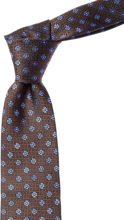 Canali Brown Flowers Silk Tie