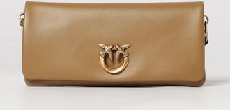 Pinko Love Bag Click Soft Horizontal Classic Clutch in Smooth Leather with Love Birds Logo