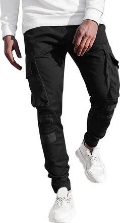 Generic Mens Cargo Combat Trousers, Outdoor Hiking Sweatpants Lightweight Cargo Joggers Elasticated Waist With Multiple Pockets Lightweight Work Wear