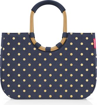 Reisenthel Einkaufskorb REISENTHEL Loopshopper L frame Metallic Dots Blue, Damen, blau (dunkelblau, goldfarben), Polyester, Einkaufsk&ouml;rbe Einkaufskorb