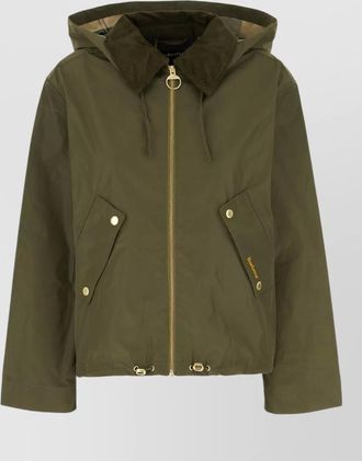 Barbour hooded polyester weawer snap button jacket