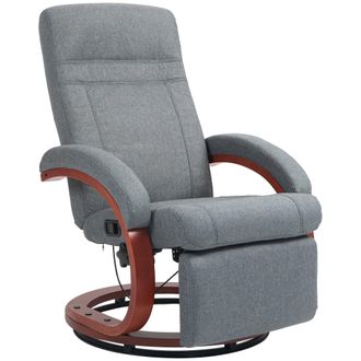 HOMCOM Manual Recliner Swivel Reclining Chair with Footrest Armrests Grey - Beige | TJ Hughes