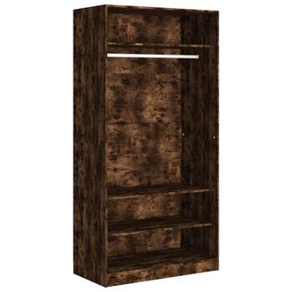 Berkfield Home Wardrobe Smoked Oak 100x50x200 cm Engineered Wood in Brown | Size: 100 x 50 x 200 cm