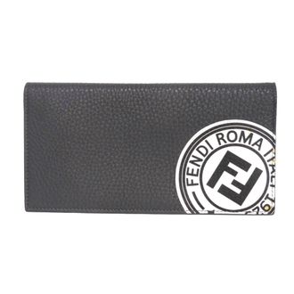 Fendi Gray Leather Long Wallet (Bi-Fold) (Pre-Owned)