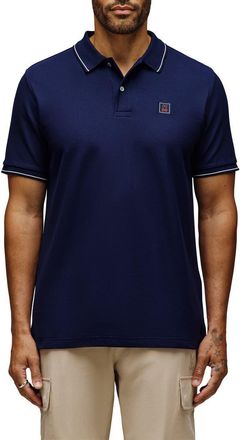 Psycho Bunny Joseph Tipped Pima Cotton Piqu&eacute; Polo in Evening Blue at Nordstrom, Size 5