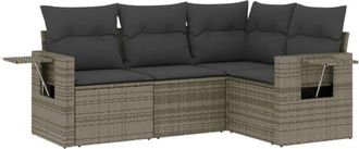 vidaXL Vidaxl - Set De Sof&aacute;s De Jard&iacute;n 4 Pzas Y Cojines Rat&aacute;n Sint&eacute;tico Gris