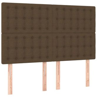 vidaXL Vidaxl - Cabecero Con Luces Led Tela Marr&oacute;n Oscuro 144x5x118/128 Cm
