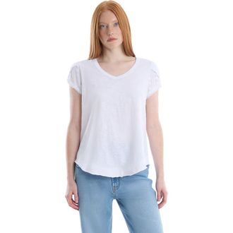 Wilt Eyelet Cap Sleeve Tee in White at Nordstrom, Size X-Small