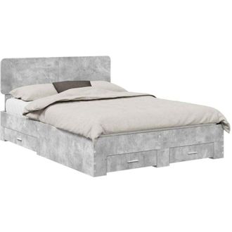 vidaXL Bed Frame Concrete Grey 140 x 190 cm Engineered Wood vidaXL