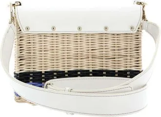 Furla 1927 Logo Wicker Shoulder Bag White >