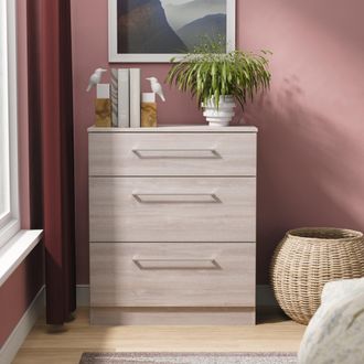 Welcome Furniture Wellington Ready Assembled 3 Drawer Deep Chest in Grey Oak - Welcome Furniture | TJ Hughes