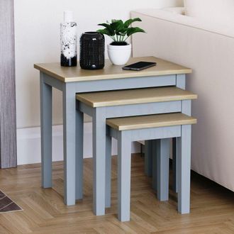 Home Discount Home Discount - Yorkshire Nest of Tables Set of 3 mdf Wood Coffee Side End Table, Grey-&-Oak