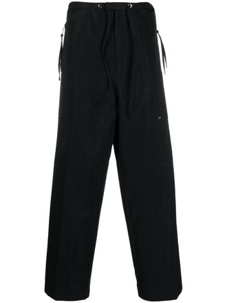 Fendi logo-patch wide-leg trousers - Black
