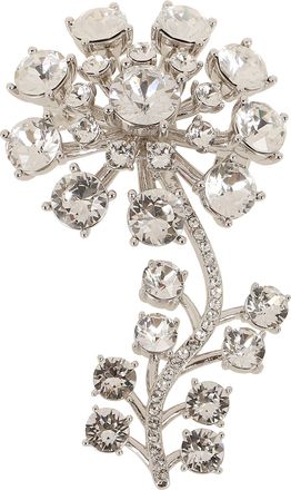 Self Portrait Silver Crystal Flower Brooch